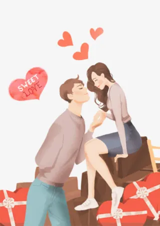 卡通接吻情侣免抠