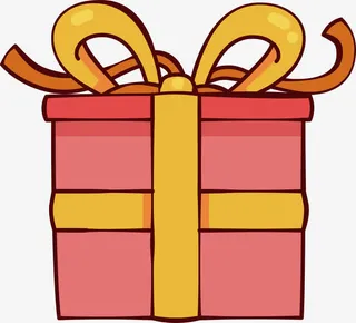 红色手绘礼物盒免抠