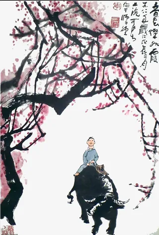 古代传统水墨牛设计免抠