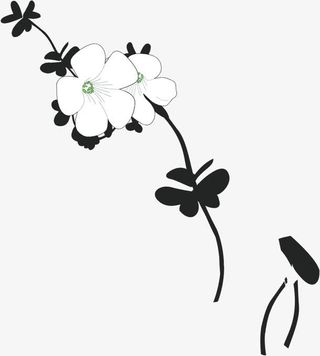 黑色水墨梅花植物免抠