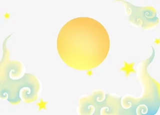 中秋佳节团圆装饰手绘祥云免抠