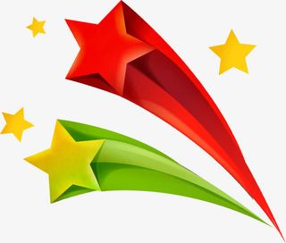 红色五角星立体夏天免抠