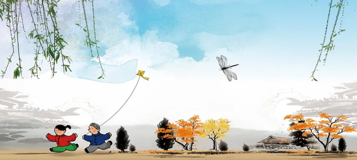 中国风清明节浅蓝色banner背景高清 中国风清明节浅蓝色banner背景高清