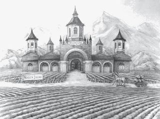 葡萄酒庄园素描手绘图案免抠