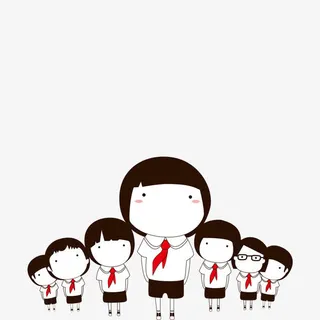 卡通少先队员国旗下宣誓免抠