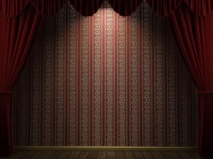 舞台灯光木地板红色大幕免抠