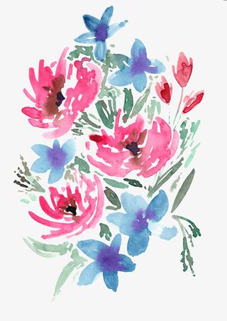 水彩鲜艳的花朵免抠