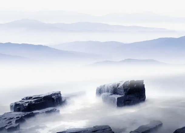 大气蓝天禅文化素材免抠