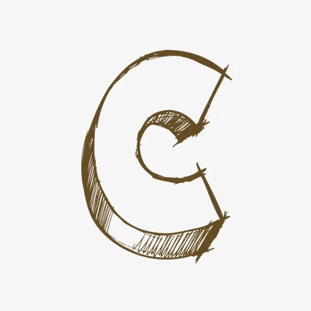 手绘字母C免抠