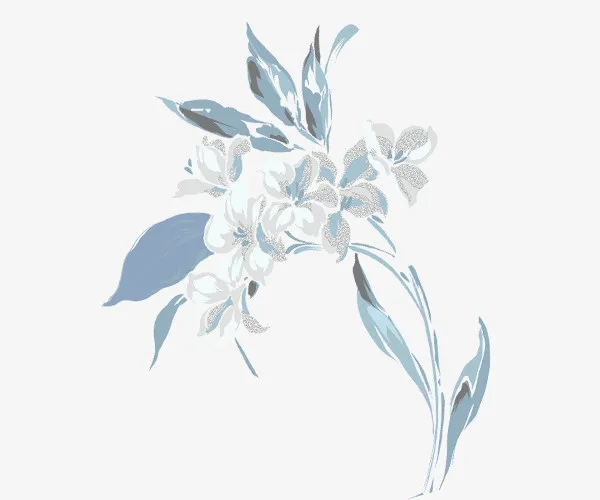 蓝色手绘鲜花免抠