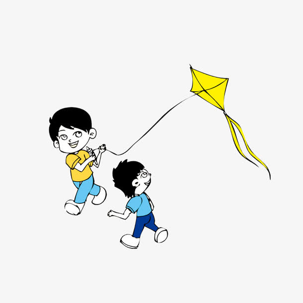 小孩放风筝素材免抠
