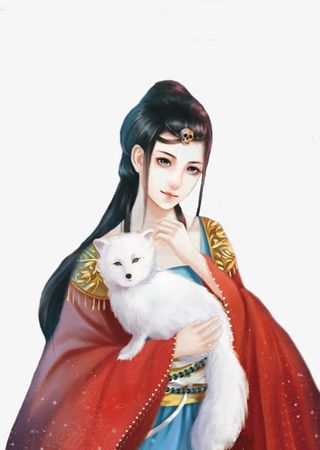 小白狐古风手绘女子免抠