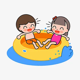 玩水的孩子免抠
