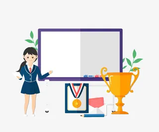 三好学生在讲台上讲题免抠