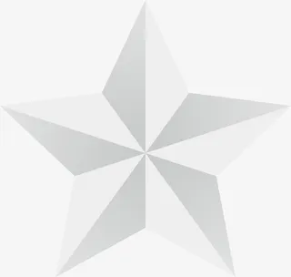 立体渐变五角星银色元素免抠