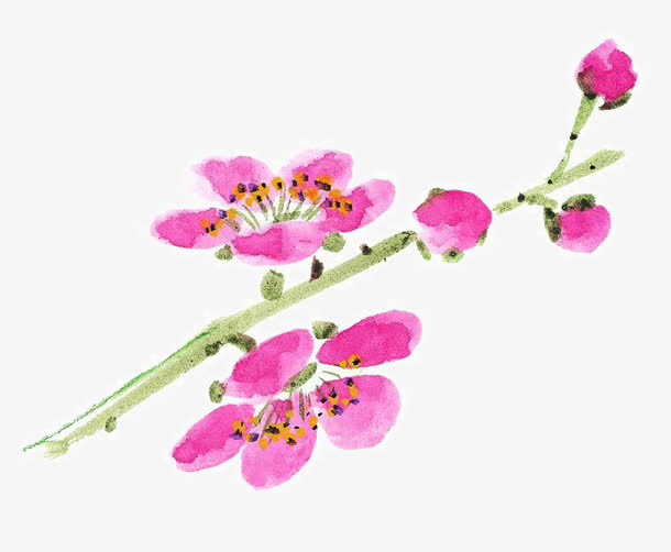 彩墨桃花免抠