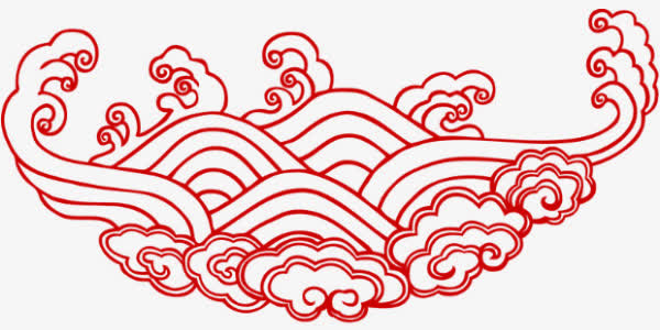 红色祥云底纹免抠