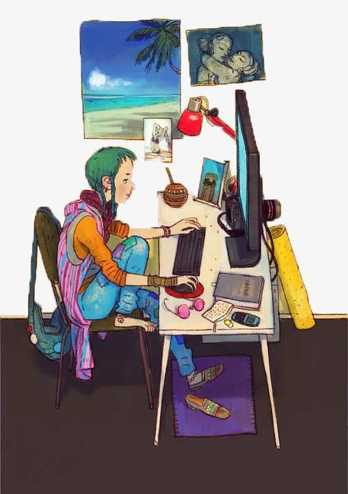 办公室手绘免抠