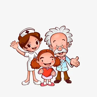 卡通医生护士与患者素材免抠