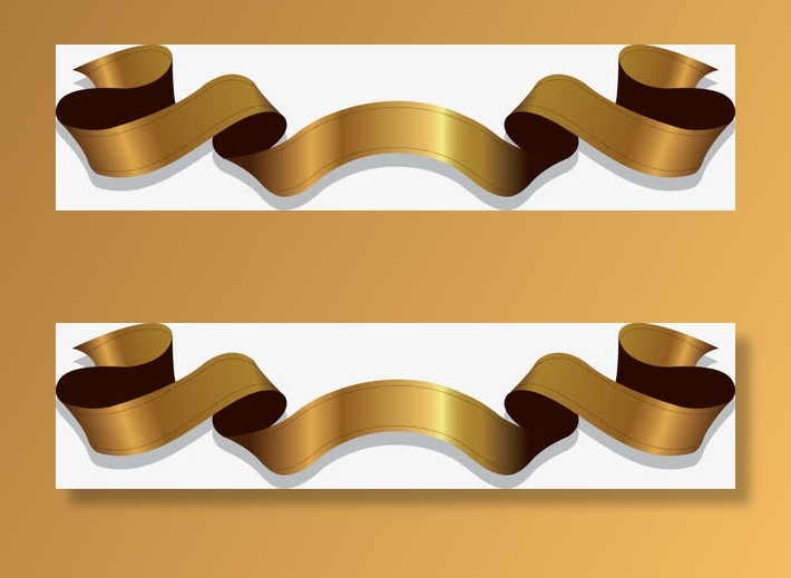 金色飘带矢量设计免抠