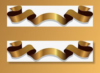 金色飘带矢量设计免抠