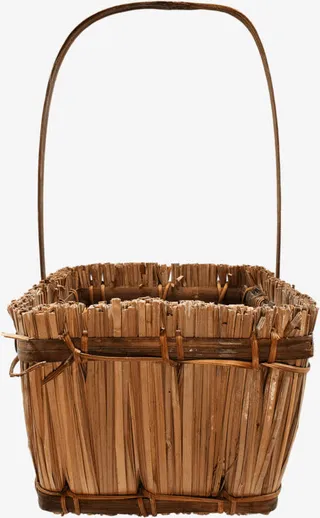 草编手提竹篮菜篮免抠