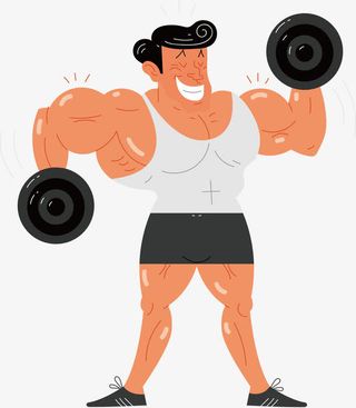 手绘卡通哑铃锻炼素材免抠