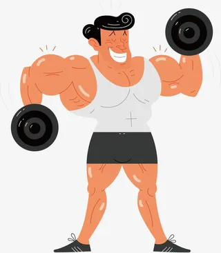 手绘卡通哑铃锻炼素材免抠