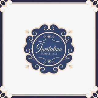 手绘装饰蓝色的邀请免抠