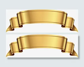 卡通金色丝带免抠