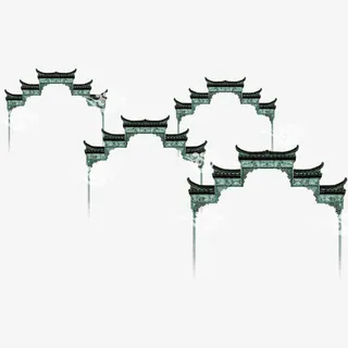 灰色中国风建筑装饰免抠
