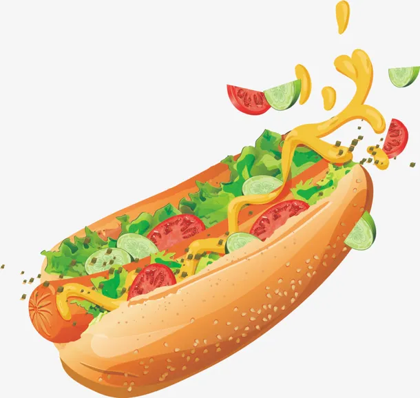 矢量热狗烤肠免抠