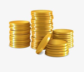 手绘金币海报装饰免抠