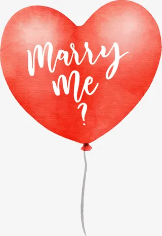 水彩红色爱心气球免抠
