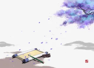 古风树下的卷轴免抠