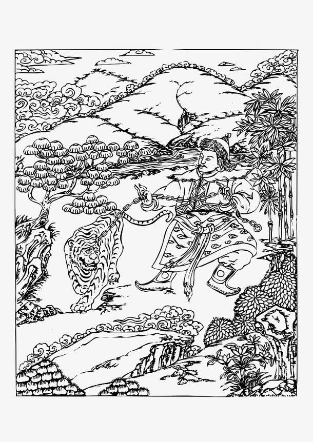 矢量藏族打虎图免抠