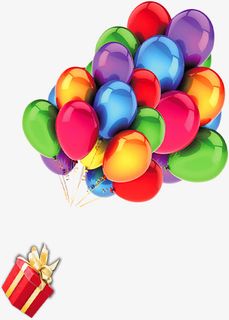 彩色卡通春天气球手绘免抠