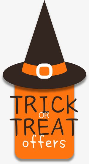 卡通女巫帽标签免抠