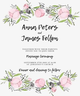 粉色玫瑰花邀请函免抠