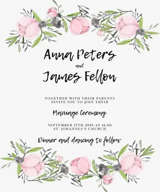 粉色玫瑰花邀请函免抠