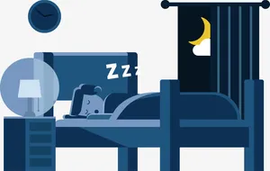 创意设计儿童睡眠卡通卧室睡觉插免抠