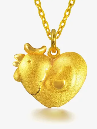 纯金小鸡吊坠的金项链免抠