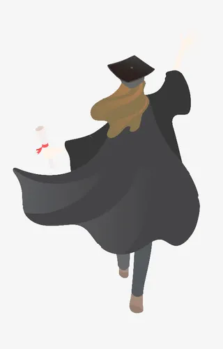 毕业季挥手的女孩背影插画免抠