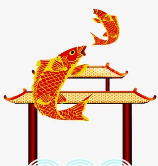 鲤鱼跳龙门免抠