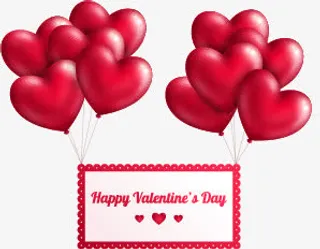 红色桃心气球贺卡免抠