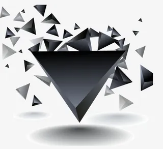 黑色酷炫三棱锥体矢量素材免抠