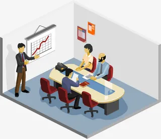 矢量手绘会议室免抠