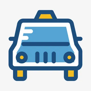 蓝色手绘线稿出租车卡通插画免抠手绘/卡通卡通元素