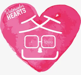 水彩爱心免抠