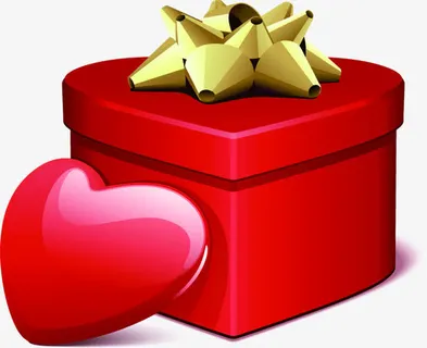 教师节手绘红色爱心礼盒免抠